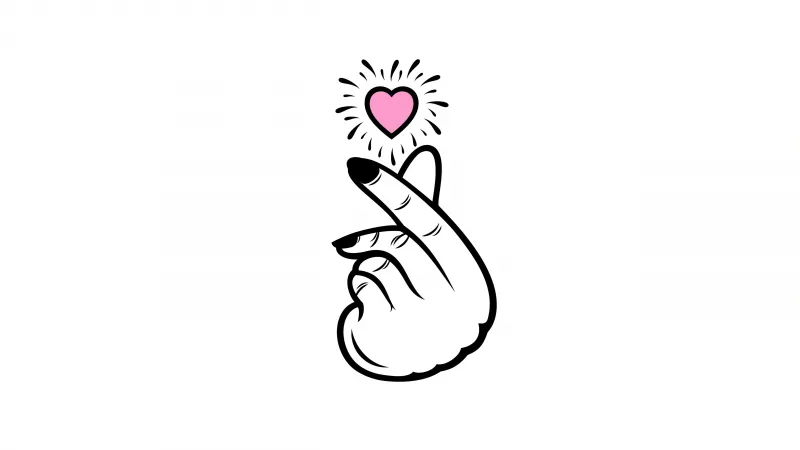 Finger heart, Korean love sign, White background