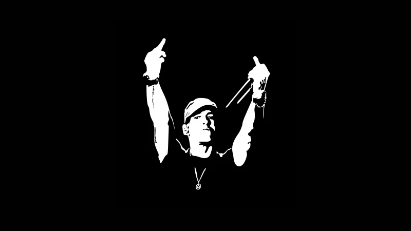 Eminem, Minimalist wallpaper 4K, Black background