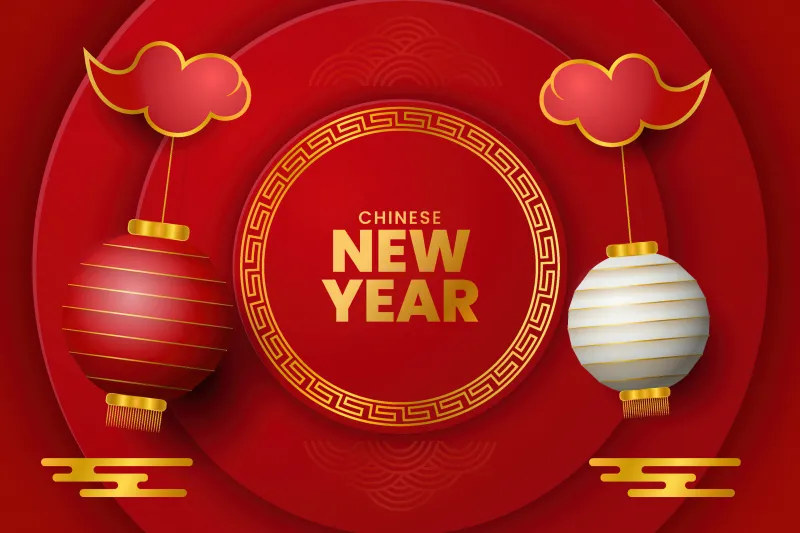 Chinese New Year, Red background 4K