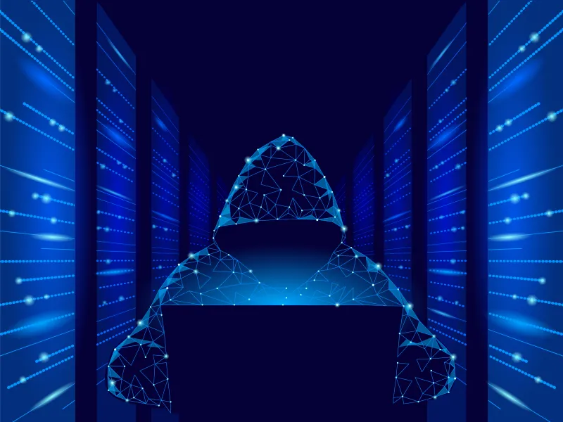 Hacker, Programmer wallpaper, Blue background 5K
