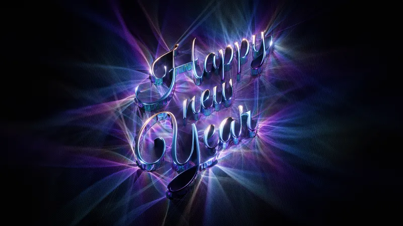 Happy New Year 3D text, Dark background 5K, Typography, 3D typography