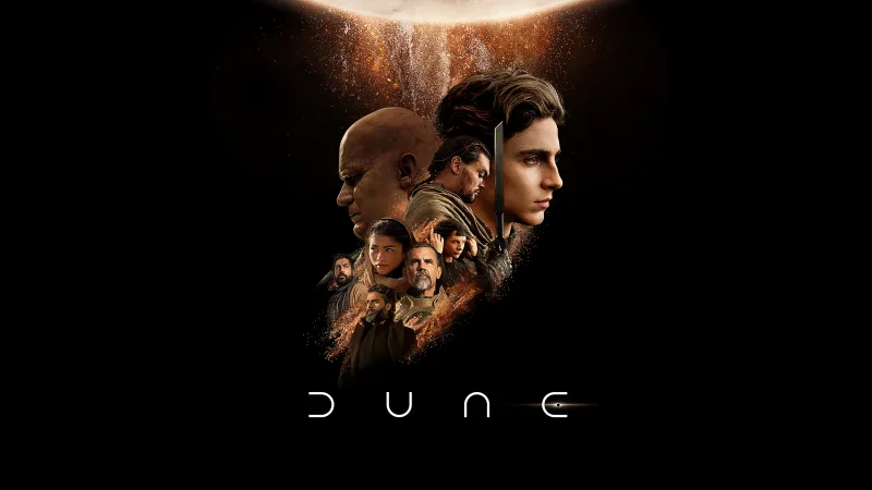 Dune, 5K wallpaper, Black background, Movie poster