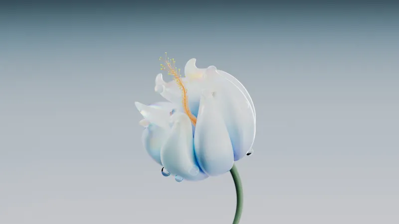 Blue flower 5K wallpaper, Digital illustration, Digital flower, Blue aesthetic