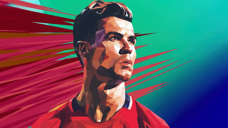 Cristiano Ronaldo, Low poly, Portrait, 5K wallpaper