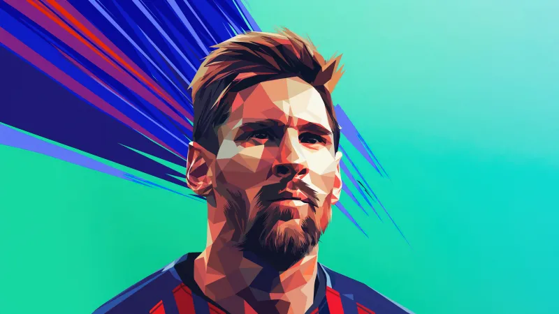 Lionel Messi, Low poly, Portrait, 5K wallpaper