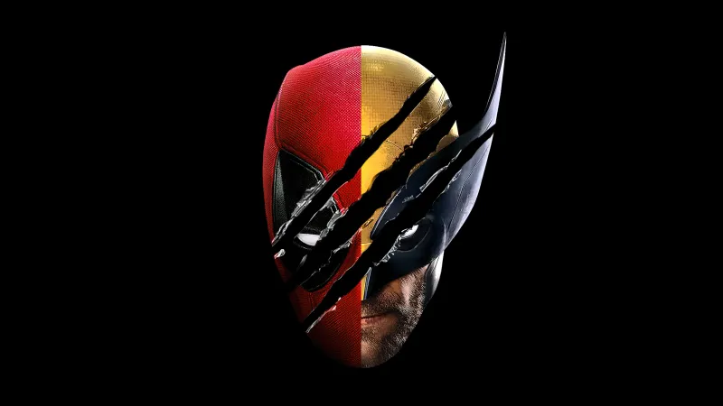 Deadpool & Wolverine, AMOLED wallpaper, Fan Art, Black background, 2024 Movies