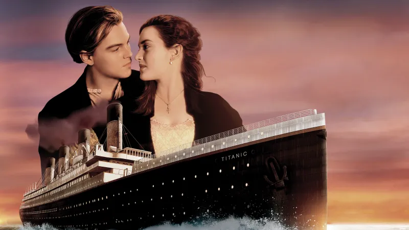 Titanic, Desktop background 4K, Rose and Jack, Leonardo DiCaprio, Kate Winslet