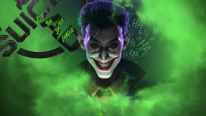 Joker 4K wallpaper, Suicide Squad: Kill the Justice League, DC Comics, Green background