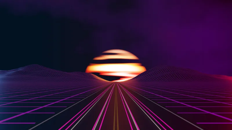 Outrun, Road, Sunset, Synthwave 4K wallpaper