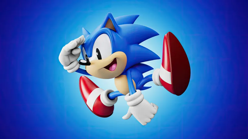 Sonic the Hedgehog, Cartoon, Blue background, 4K wallpaper