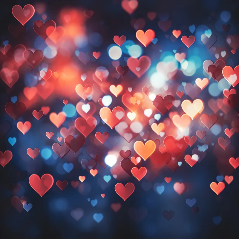 Love hearts, Bokeh Background, Colorful hearts, 5K wallpaper, AI art