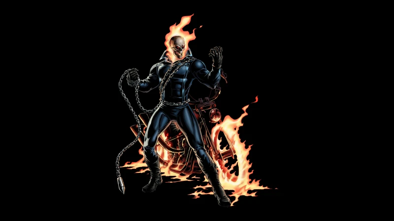 Ghost Rider 8K wallpaper, AMOLED Black background