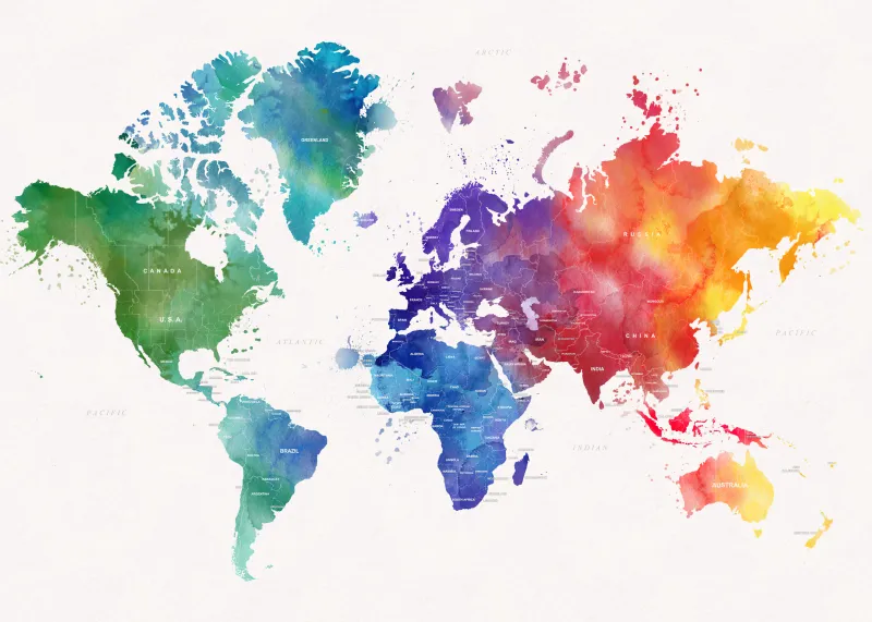 World map, Colorful wallpaper