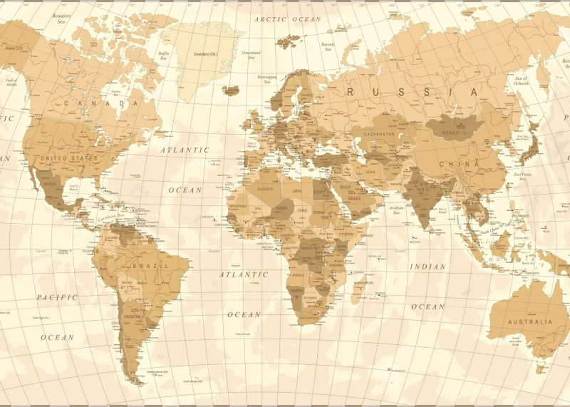 World map, Vintage wallpaper