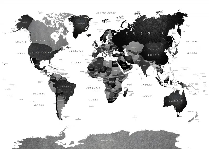 World map, Black and White Wallpaper