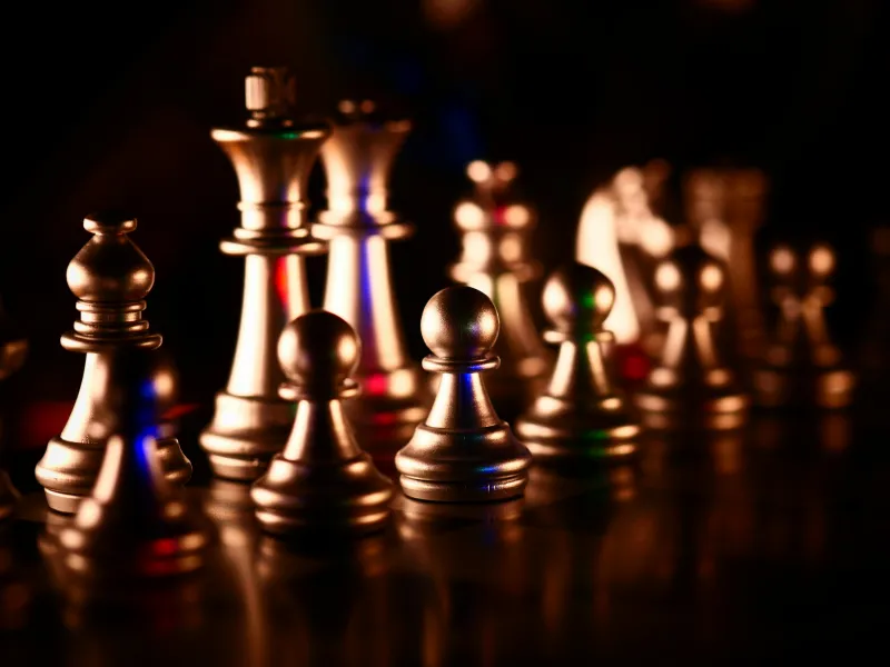 Chessboard, Chess pieces, King, Queen, Rook, Bishop, Knight, Pawn, 5K wallpaper