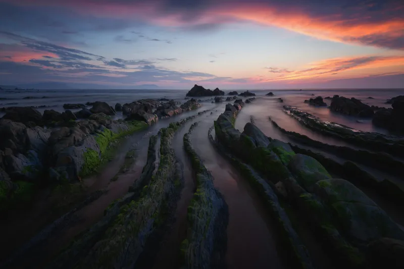 Barrika Beach, Flysch rocks, Spain, 4K wallpaper