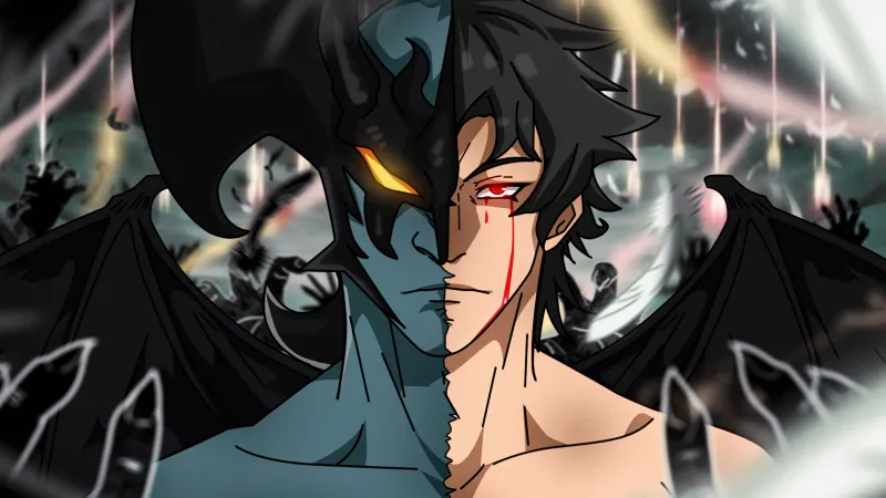 Akira Fudo, Devilman Crybaby, Devilman, Half face, Dark anime wallpaper, 5K wallpaper