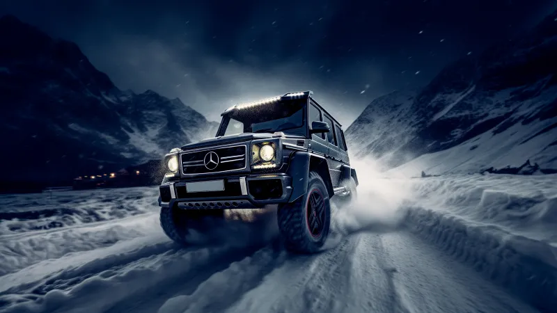 Mercedes-Benz AMG G 63, Cold night, G Wagon, Desktop background 5K, AI art