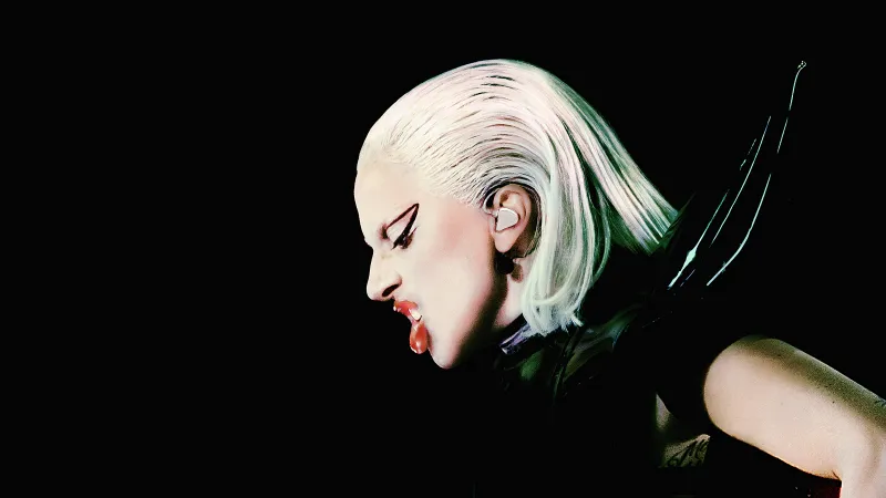 Lady Gaga 4K wallpaper, Chromatica Ball, Live concert, Black background