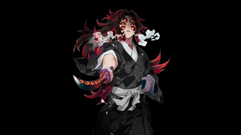 Kokushibo, Black background 4K, Demon Slayer: Kimetsu no Yaiba