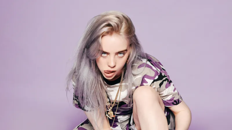 Billie Eilish, Purple aesthetic, 5K wallpaper