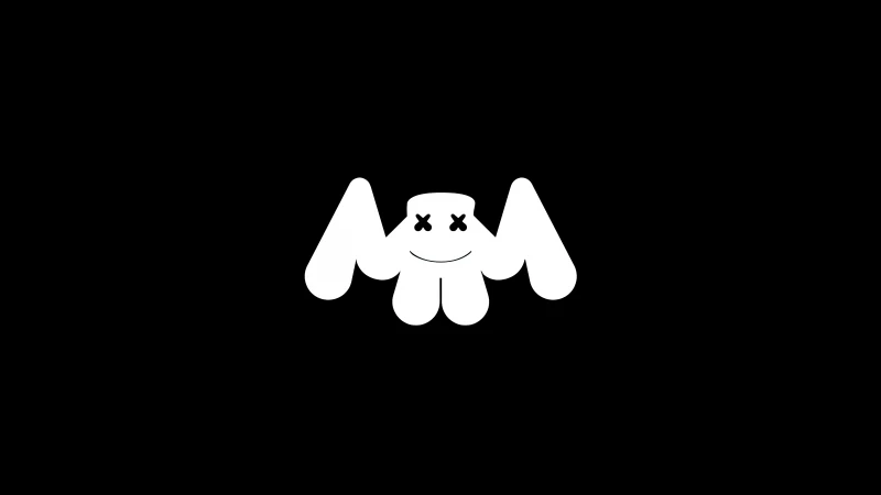 Marshmello, Logo wallpaper 5K, AMOLED, Black background