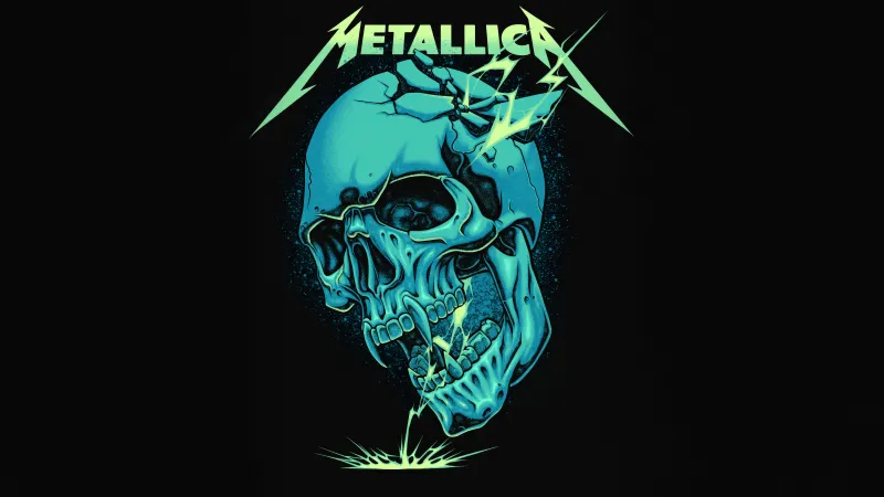 Metallica Skull, Black background 4K