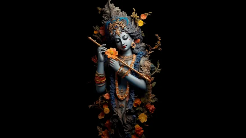 Krishna 8K wallpaper, Black background