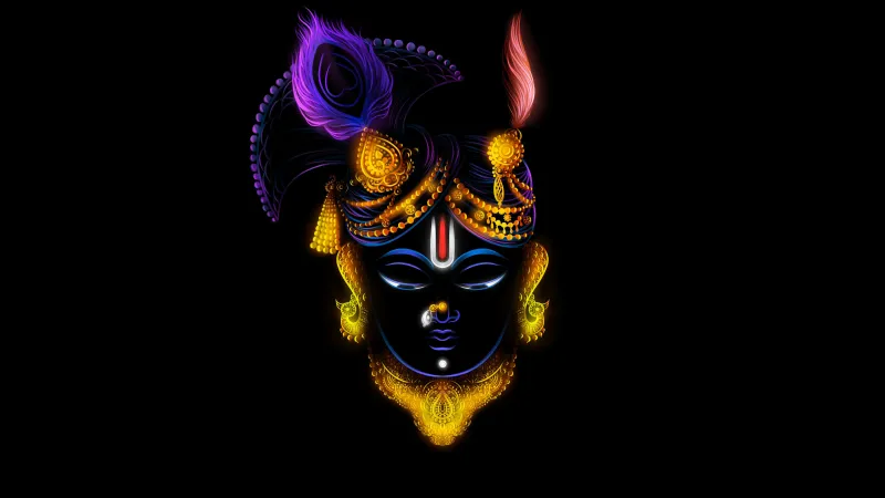 Lord Krishna, AMOLED wallpaper 5K