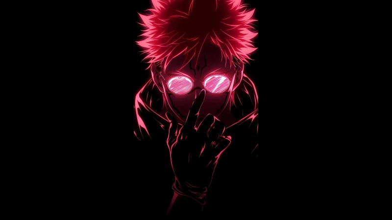 Dope, Sukuna, Pink aesthetic, Glowing, AMOLED wallpaper 5K, Black background