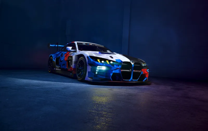 BMW M4 GT3 EVO wallpaper, M Motorsport livery, Race car, Dark blue