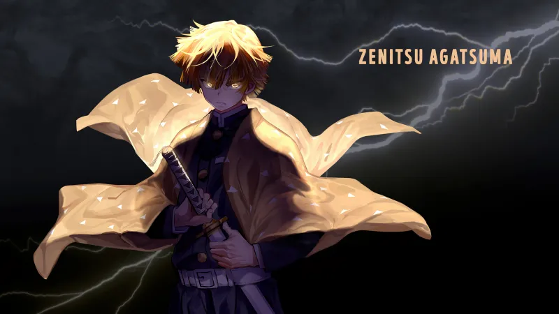 Zenitsu Agatsuma, Desktop wallpaper 5K