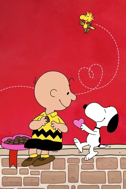 Charlie Brown, Snoopy, iPhone background 4K, Red background