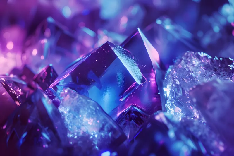 Purple aesthetic, Crystals, Abstract background, 5K wallpaper, Sparkling