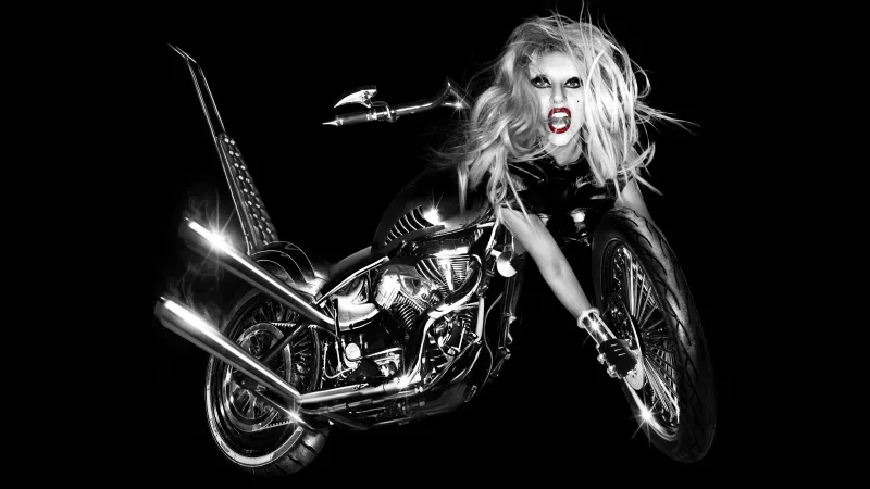 Lady Gaga, Black background, 5K, 8K wallpaper