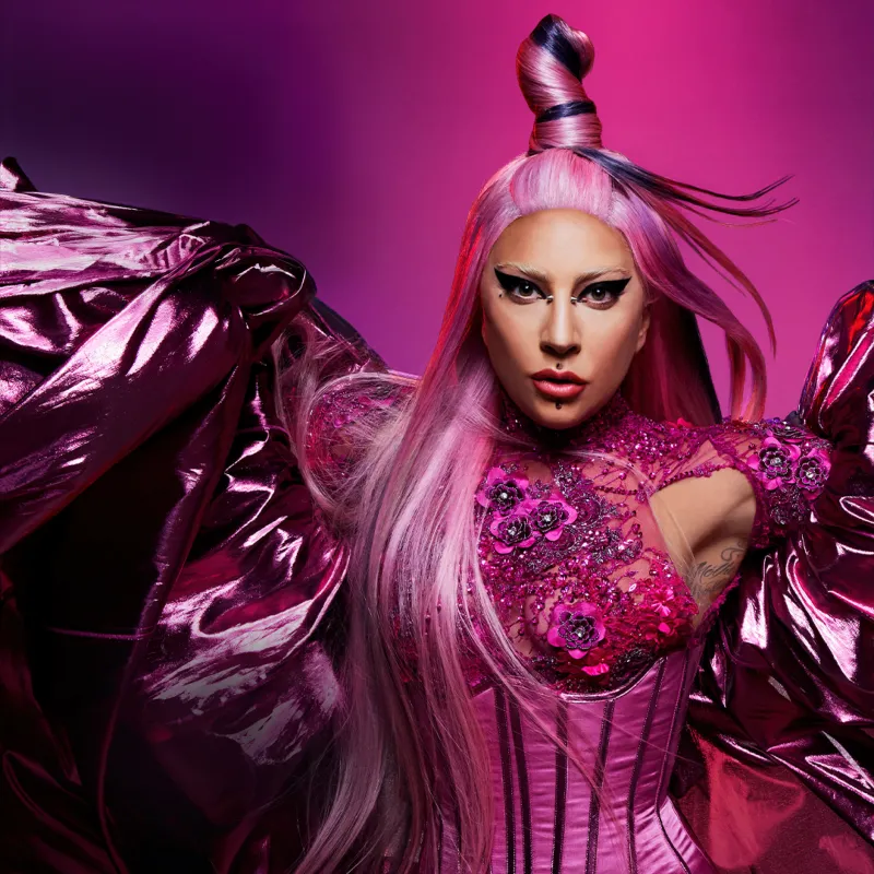 Lady Gaga, Pink background, 5K wallpaper, Artwork