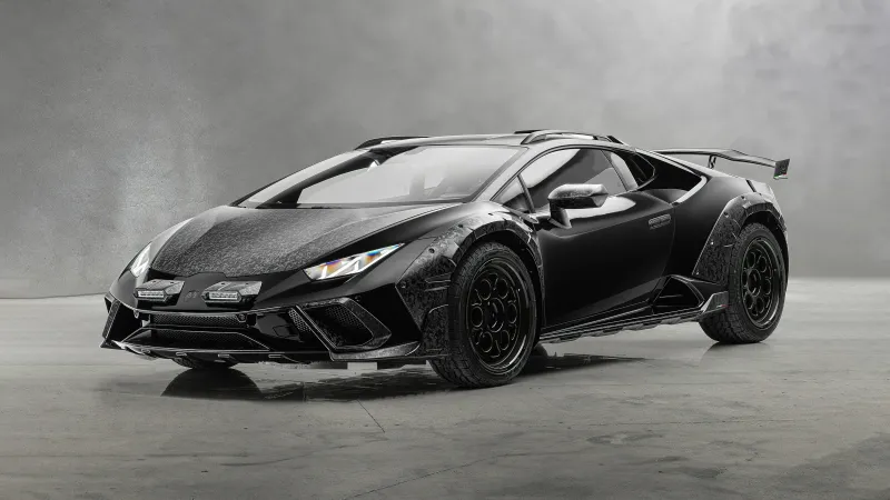 Lamborghini Huracan Sterrato, Mansory, 5K wallpaper, 2024, Black cars, Dark aesthetic