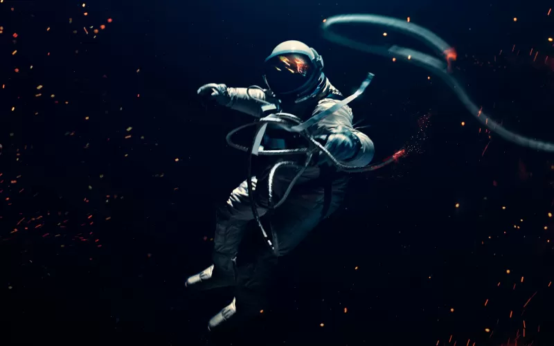 Astronaut, Space suit, Dark background, Lost in Space, Space Adventure