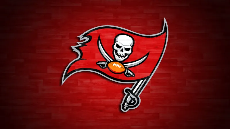 Tampa Bay Buccaneers Flag, Red background 4K