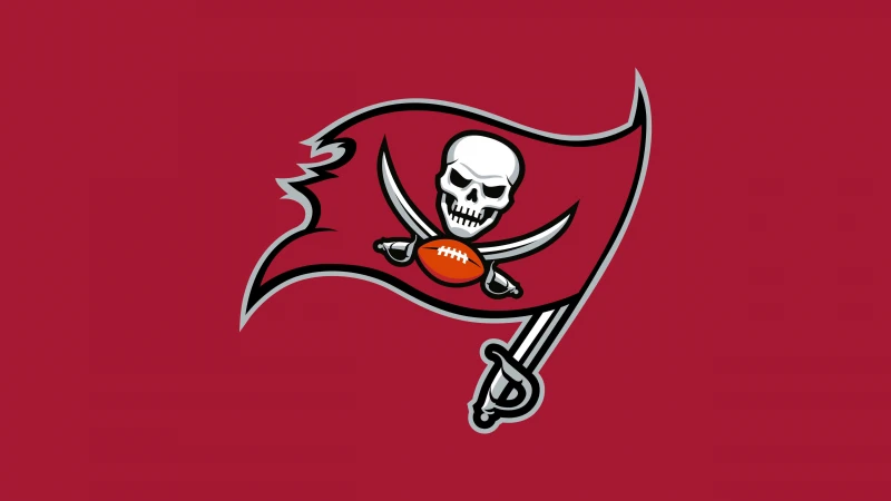 Tampa Bay Buccaneers, Emblem, Red background 5K