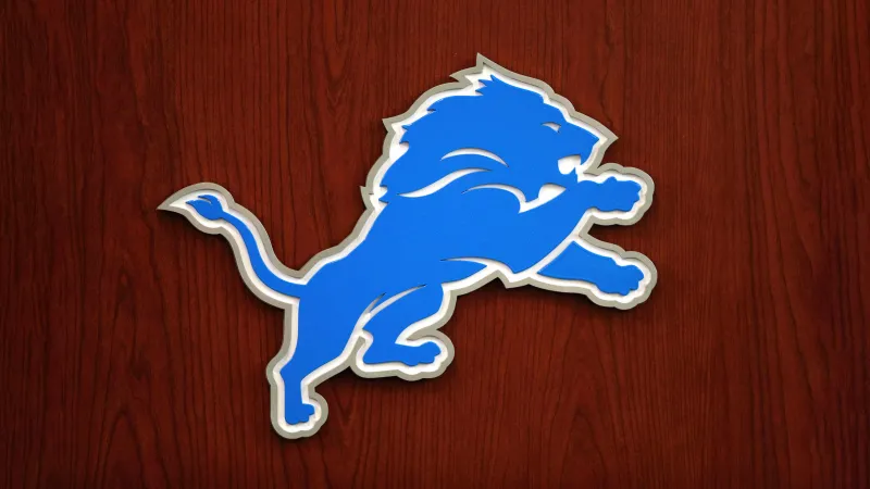 Detroit Lions 8K wallpaper, Wooden background