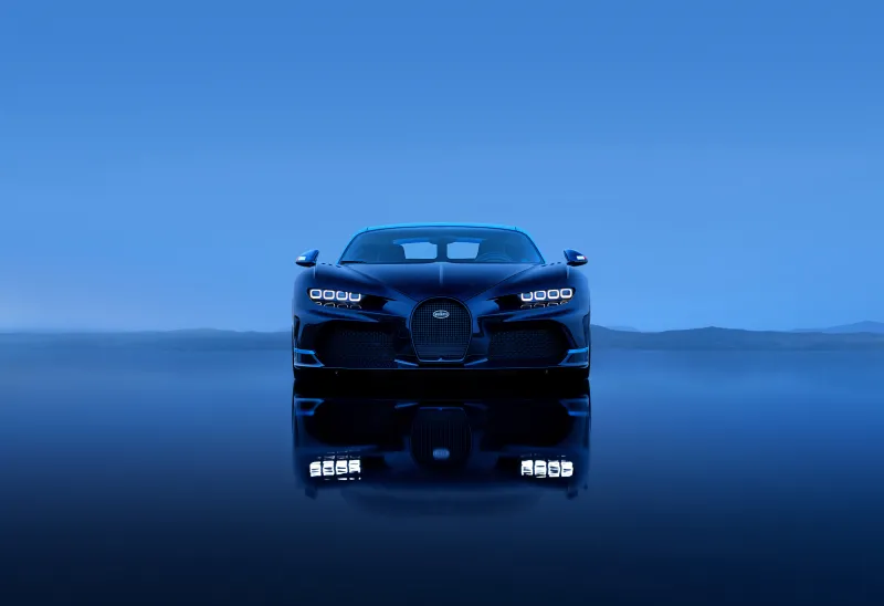 Bugatti Chiron L'Ultime, 8K wallpaper, Blue abstract, 5K