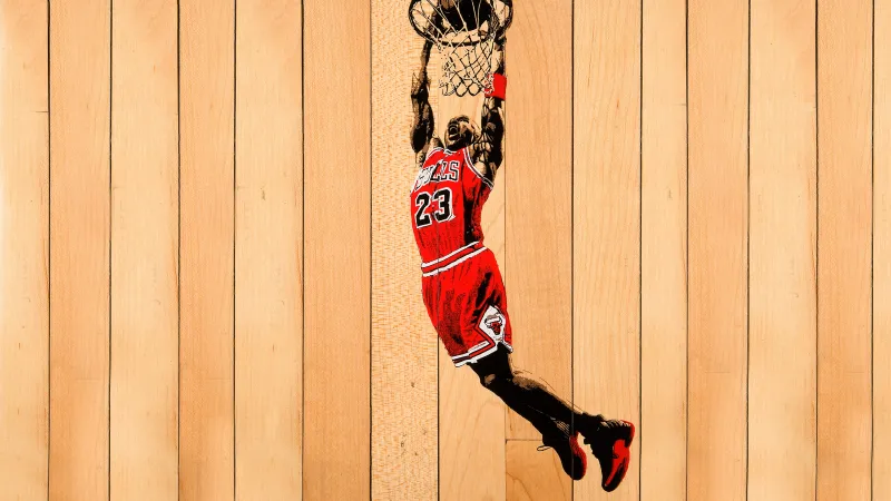 Michael Jordan 4K wallpaper, Wooden background, Basketball ring, Chicago Bulls