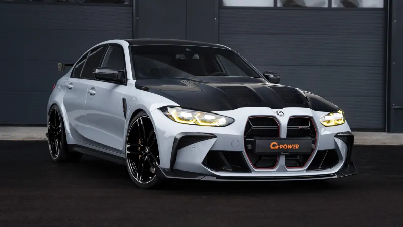 G-Power BMW M3 CS, Carbon hood, White, Tuned, 8K wallpaper