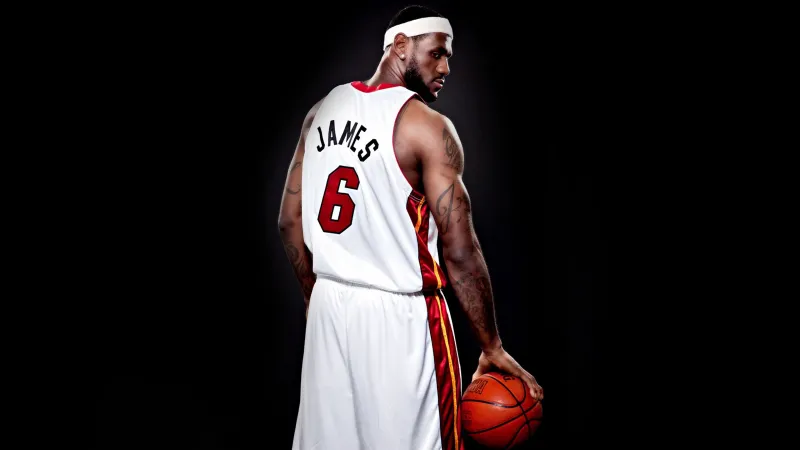 Miami Heat Wallpaper, LeBron James, Dark background, Basketball player