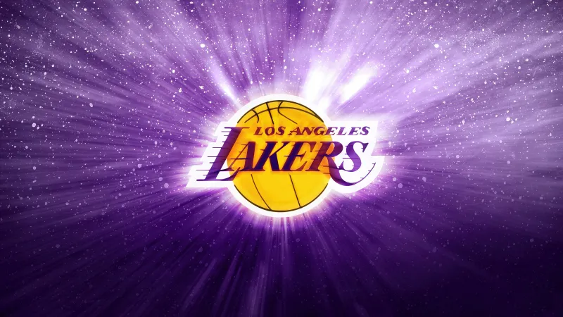 Los Angeles Lakers Logo, Basketball team, 5K wallpaper, Purple background