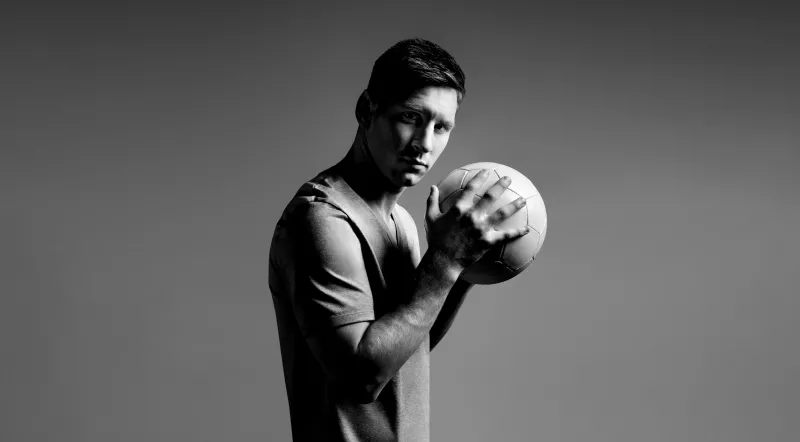 Lionel Messi, Monochrome, Argentine footballer, 5K wallpaper
