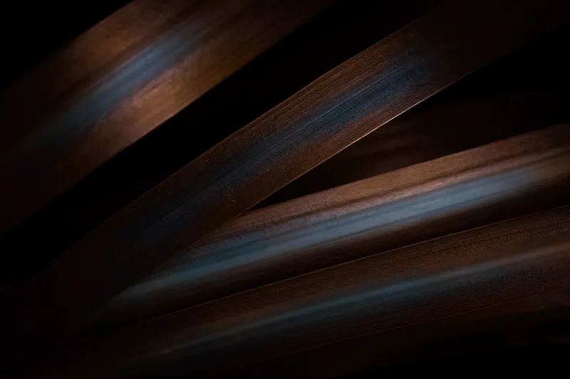 Copper leaf blades wallpaper, Dark macro, Pattern