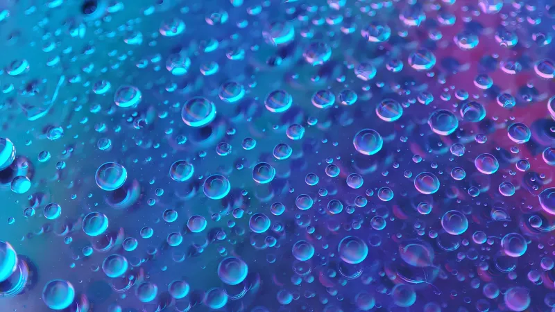 Water droplets on glass, Blue and pink, Macro, 5K wallpaper